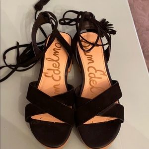 Black Suede leather ankle strap sandals